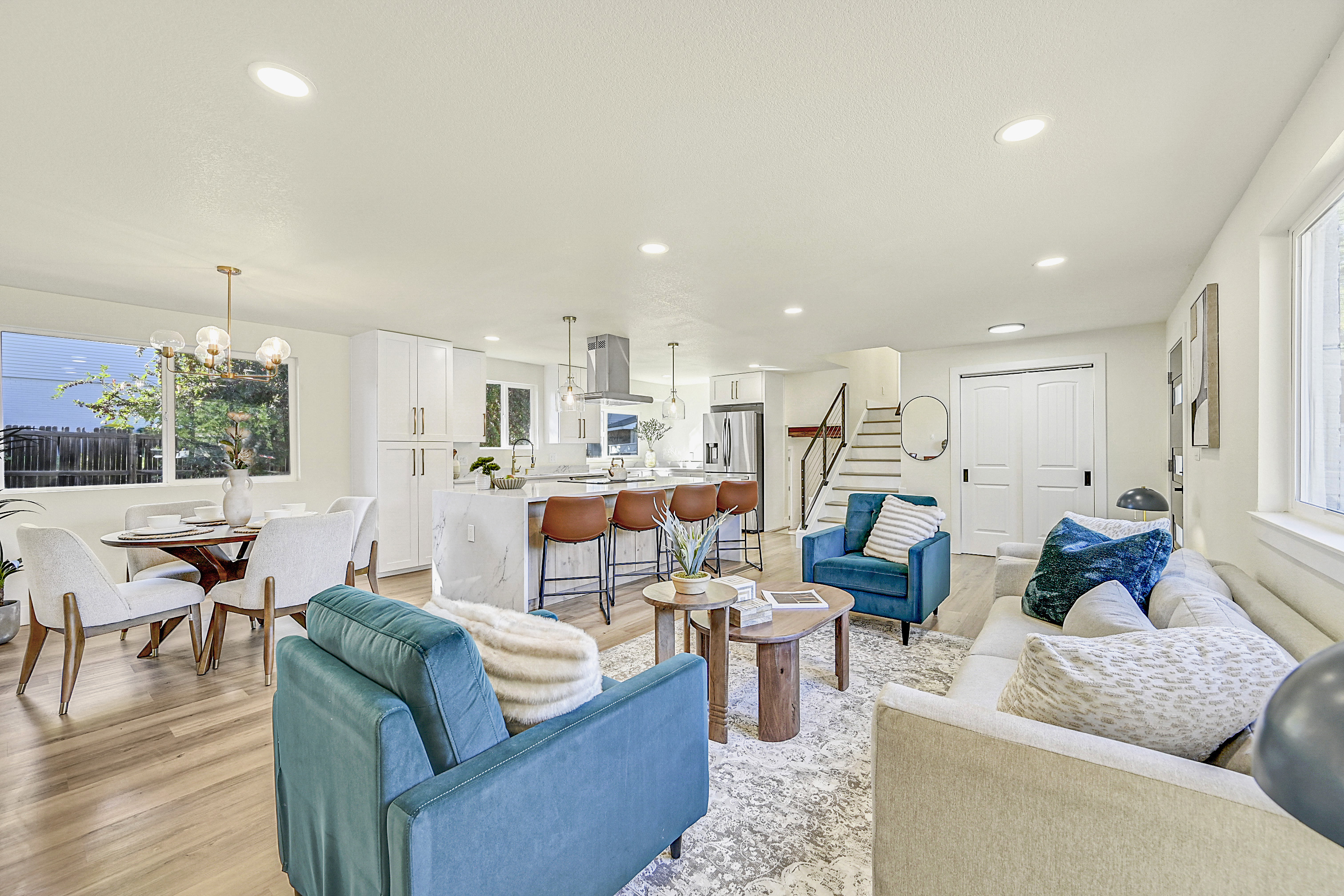 Open living and kitchen