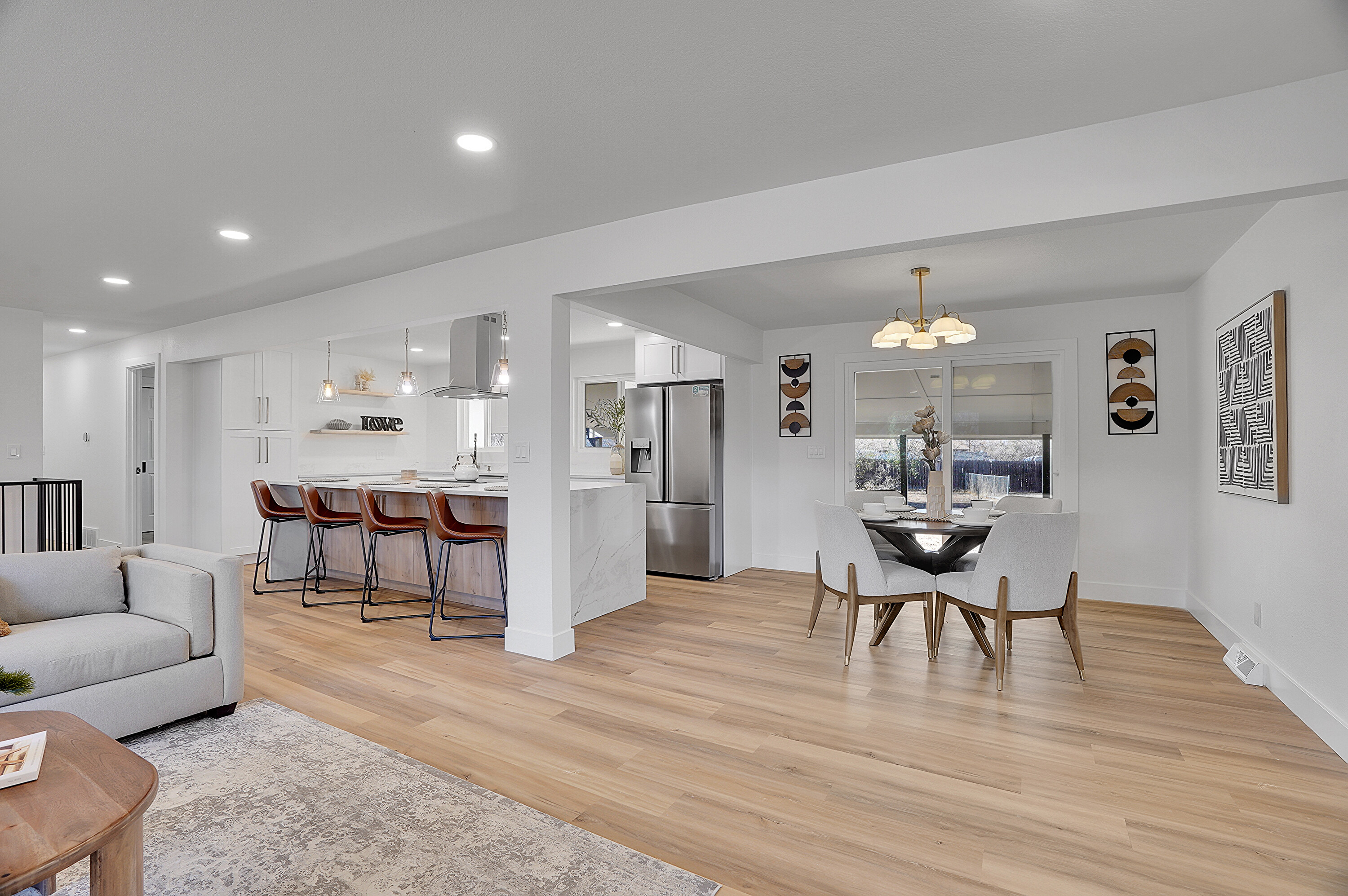 Open dining and kitchen